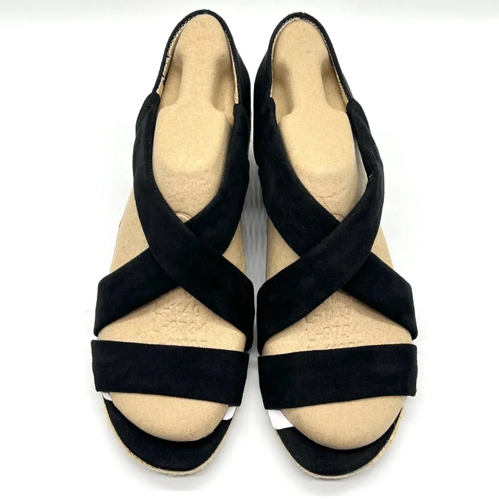 Lifestride Womens Size 9‎ Siesta Black Espadrilles Wedges Sandals Shoes